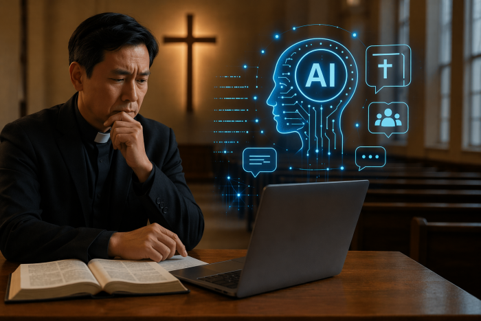 已有約六成教會領袖在日常事工中使用AI。（AI生成示意圖）